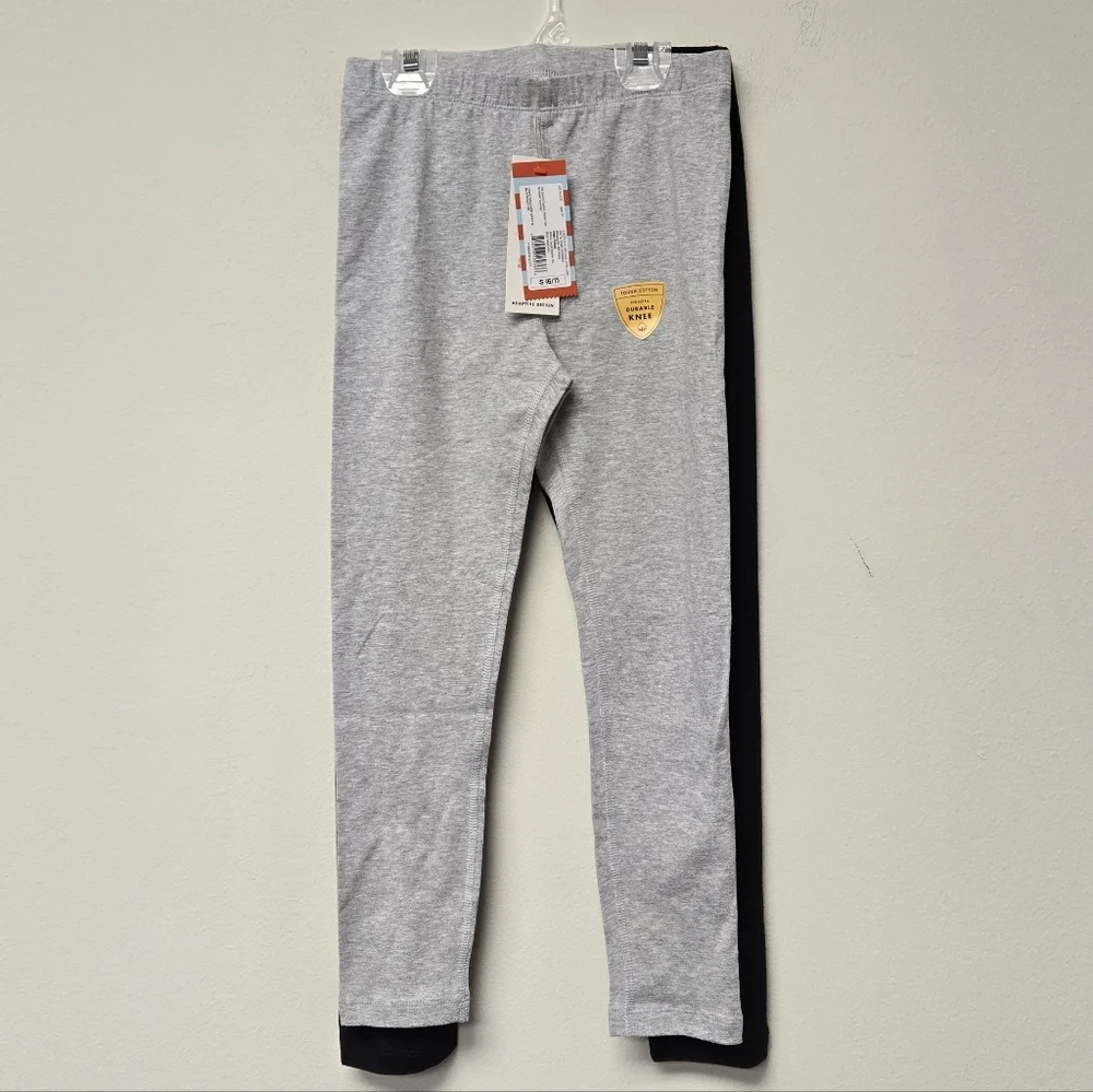 Cat and Jack Girls' 2pk Adaptive Leggings Black Gray S ( 6 / 7 )